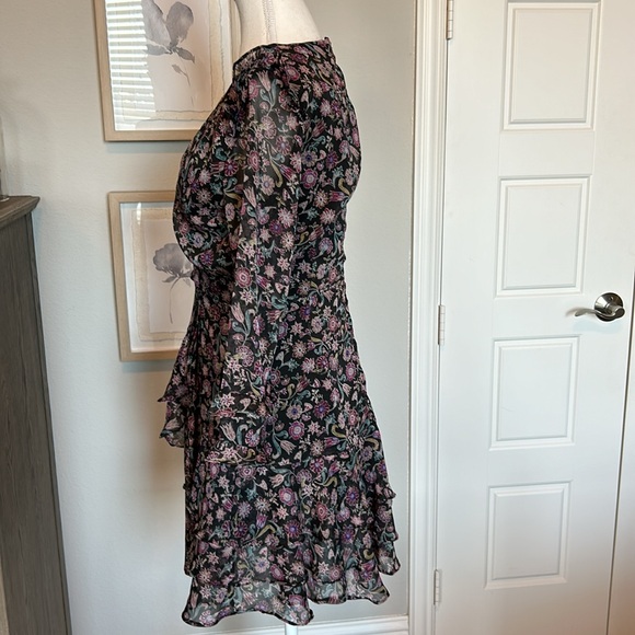 The Impeccable Pig | Black Floral Ruffled Fit & Flare Dress | Medium - Picture 10 of 16